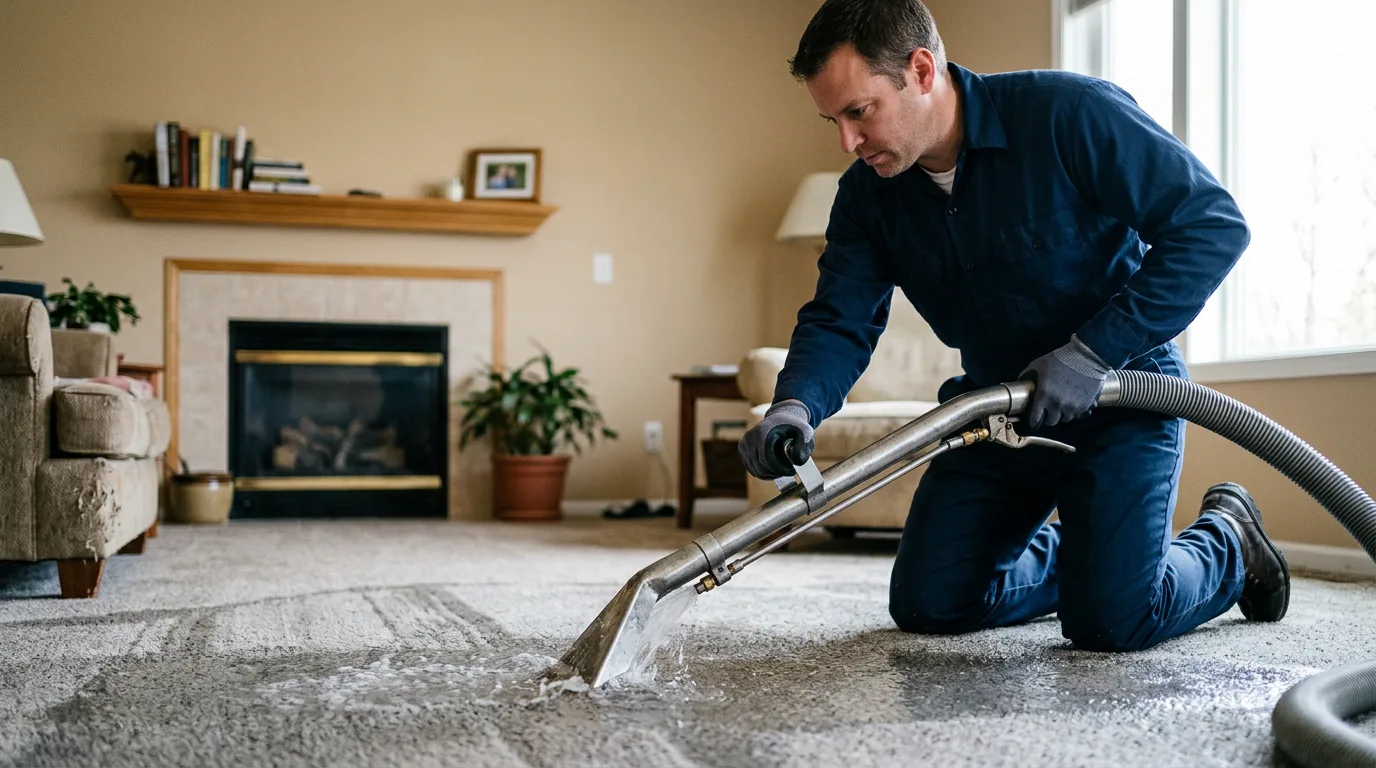 Water damage restoration technician working near Arlington, TX